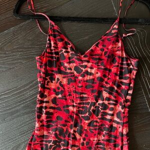 Midi All Saints Dress Red Leopard
